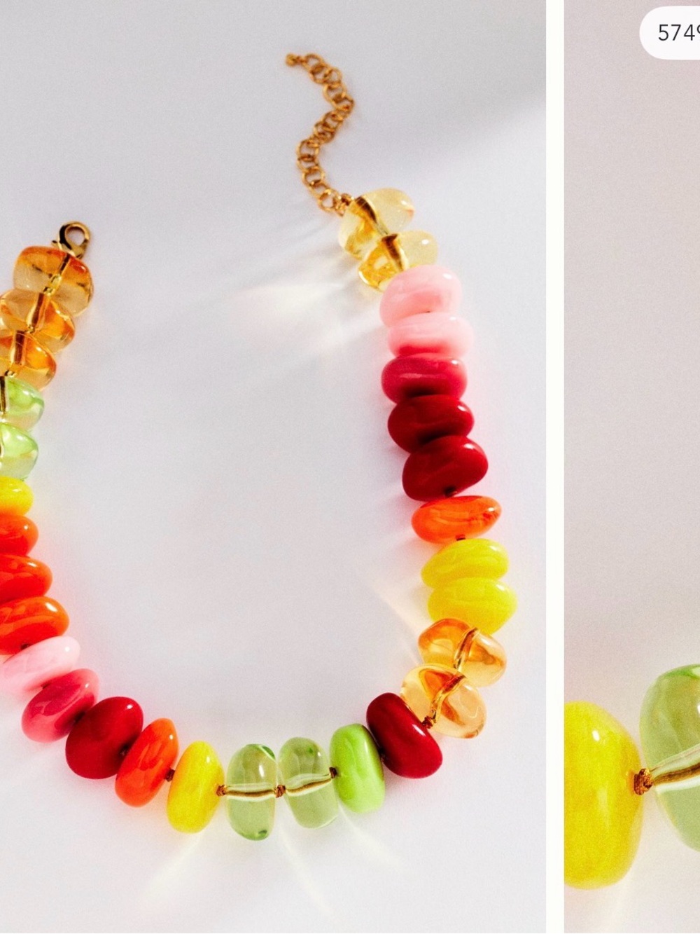 Anthropologie Rainbow Glass Bead Necklace in Red, Pink, Orange, Yellow, Green